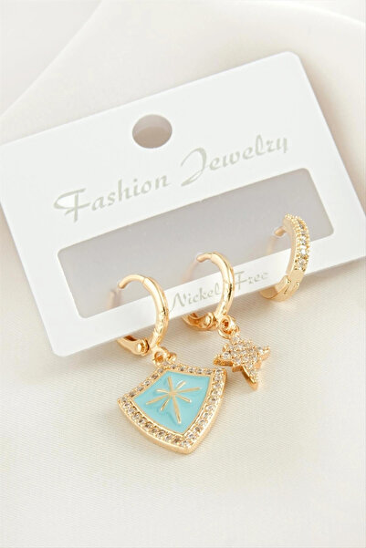 SORA GROUP 3 Pieces Star Zircon Stone Earrings