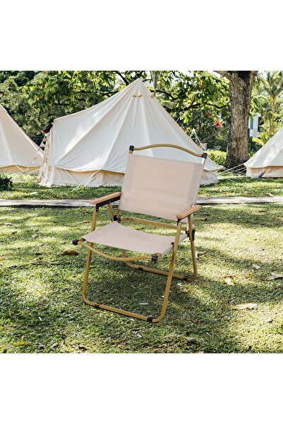 NO BRAND Scaun de grădină și de camping pliabil Mirpol, bej