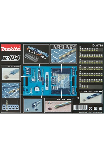 Makita SET 104 PIESE D-31778 VÂRFURI DE BROASCĂ DE GĂURIT "