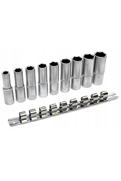 NO BRAND Set de chei tubulare hexagonale lungi 1/2 pe șină 9el 10-22mm, din C...