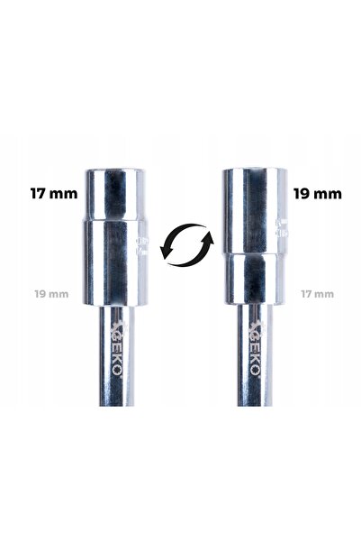 GEKO Cheie pliabilă pentru roți, în husă, 17x19 mm + 21x23 mm, CrV