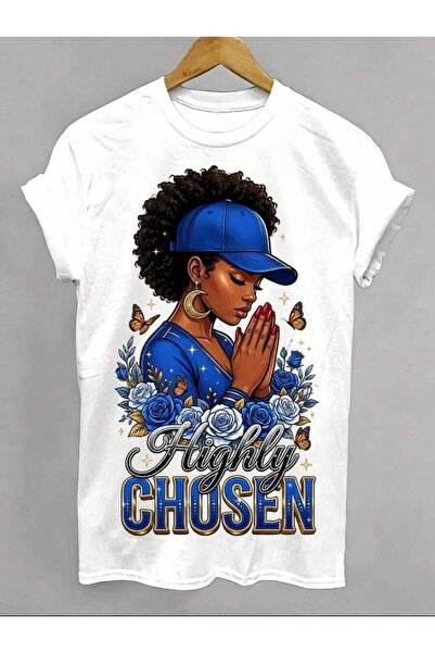 k222 تي شيرت نسائي بمقاسات كبيرة بتصميم Queen Blue Rose Butterfly Faith Lette...