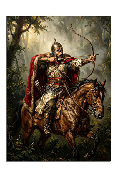 Artmeg Arbaleteer Warrior Decorativ Canvas în Pădure - Tablou din lemn MDF