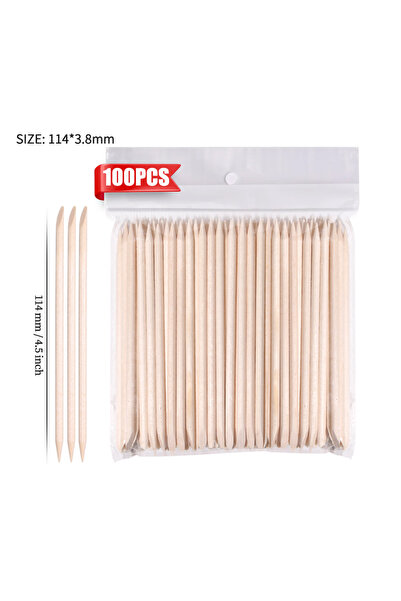 Choice 114 mm 100Pcs Orange Wood Sticks for Nails Double Sided Cuticle Pusher...