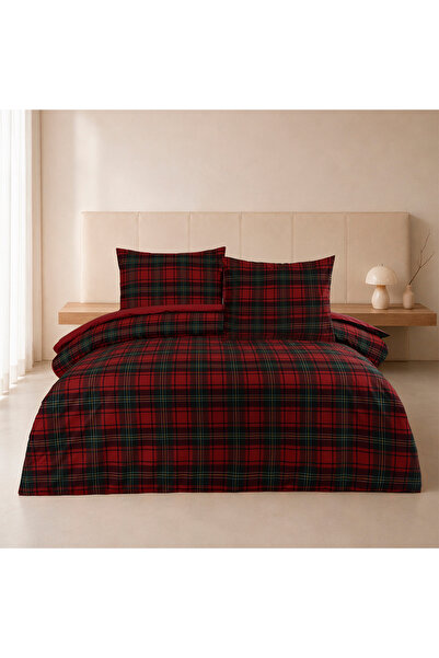 ALTINBAŞAK TEKSTİL Rubino Single 100% Cotton Ranforce Duvet Cover Set Red 57 ...