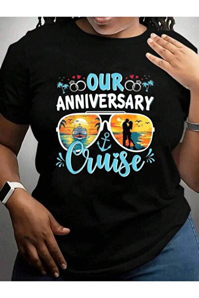 4CR Our Anniversary Husband Wife Couples Cruise Vacation Trip Black Graphic T...