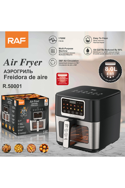 raf Electric Window Air Fryer 8L, Oil-Free Countertop Cooker, Black, R.50001,...