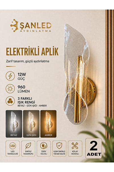 ŞANLED Decorative 12W Indoor Bronze Case 3-Color Light Modern Wall Sconce Ele...