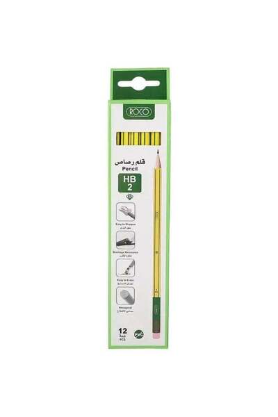 Roco Premium Hexagonal Yellow Barrel with Eraser Pencil 12 pcs
