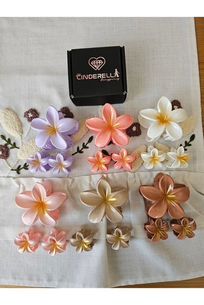 Cinderella Set of 3 Milky Coffee Gold Ombre Lotus Flower Hairpin Set - Hawaiian Flower Hairpin