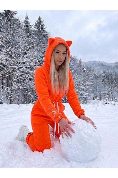 Fashiontayt Ολόσωμη φόρμα με 3 κλωστές, λεπτομέρεια σαρντονλου στην κουκούλα ...