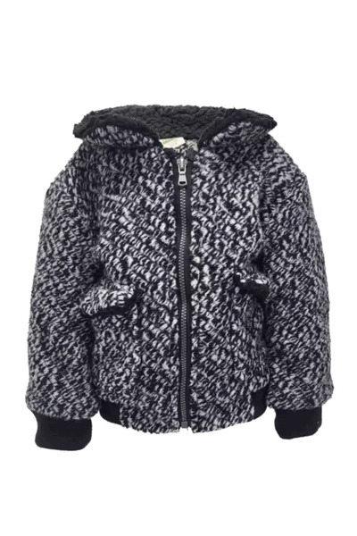OEM CODE Jachetă de iarnă din lână pentru bebeluși, Alb/Negru, 86cm, 12/18 luni