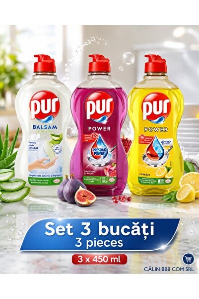Pür Σετ 3 τεμαχίων υγρού πιάτων PUR, 3 x 450 ml, Αλόη Βέρα, Σύκα & Ρόδι και Λ...