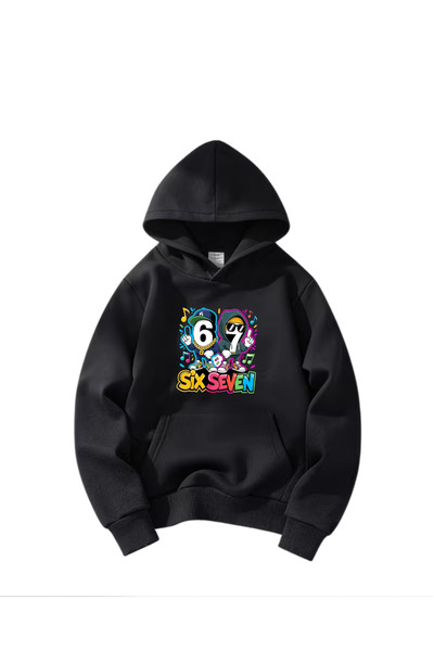 haha Oversize Hooded Six Seven Printed Sweatshirt for Boys
