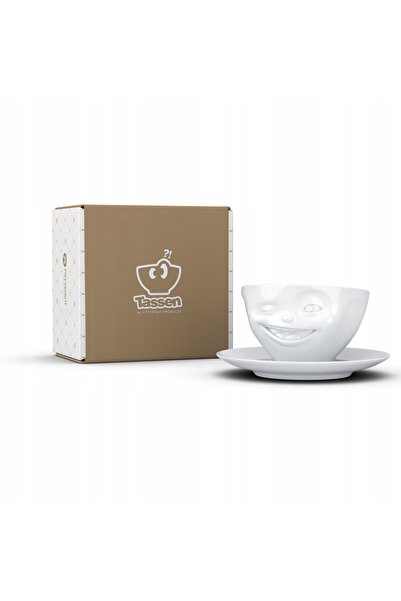 NO BRAND TASSEN cană ceramică din porțelan, albă, stil viking, 200ml, cu smil...