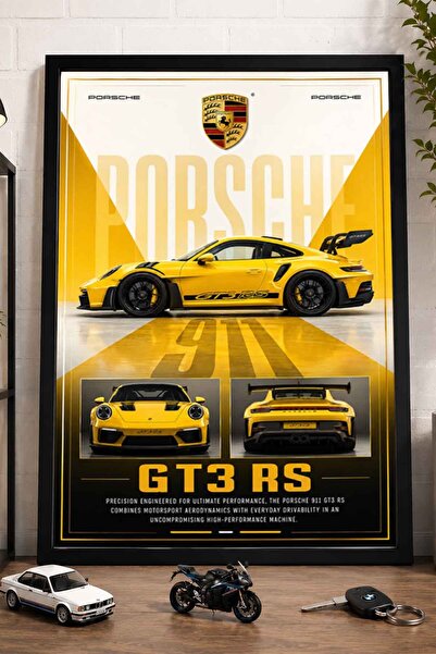 dudekohome Porsche 911 GT3 RS Sarı Spor Araba Genç Odası Ve Garaj Dekoratif Ç...