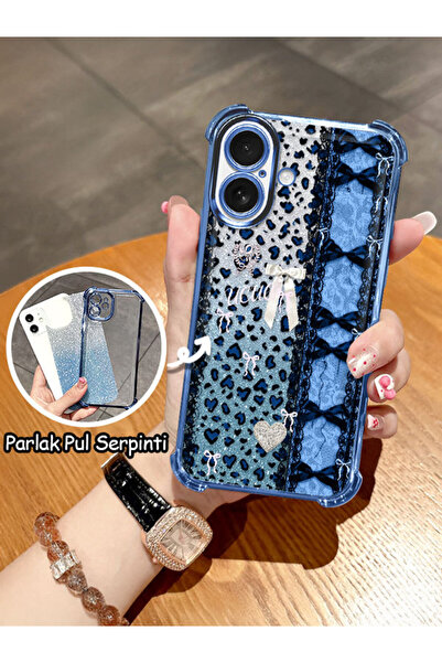 ucuc iPhone 16 Uyumlu Şeffaf Dört Köşe Silikon Kaplama Parlak Kenar Kılıf