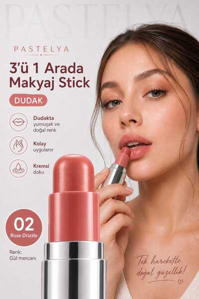 Pastelya 3’ü 1 Arada Makyaj Stick – 02 Rose Drizzle - DUDAK, YANAK ve GÖZ