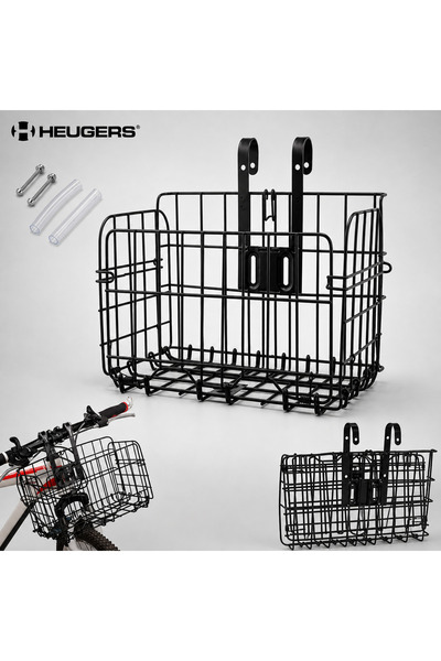 heugers Katlanabilir Metal Bisiklet Sepeti (Ön Gidon ve Arka Bagaj Uyumlu, Si...