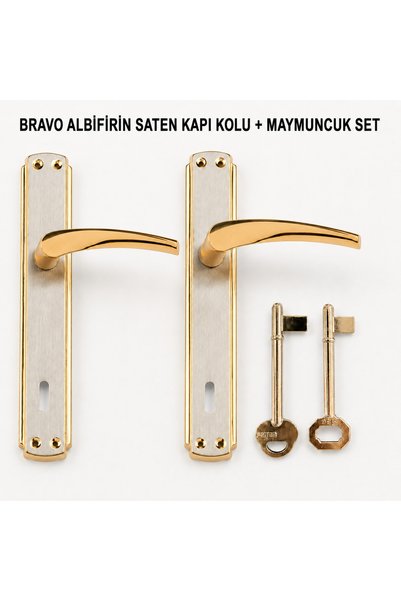 ASPAR Bravo Oda Kapı Kolu Sarı-saten ( 1 Takım) Anahtar Set