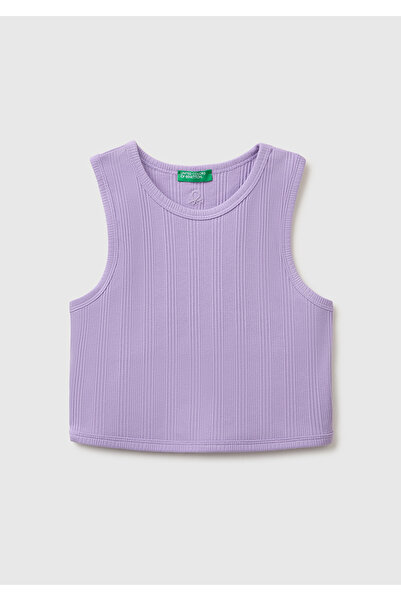 United Colors of Benetton Girl's Lilac Crew Neck Undershirt with Back Logo De...