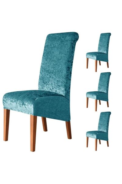 Generic JZS 4Pcs Dining Room Chair Covers,Stretch Crushed Velvet Chair Cover ...