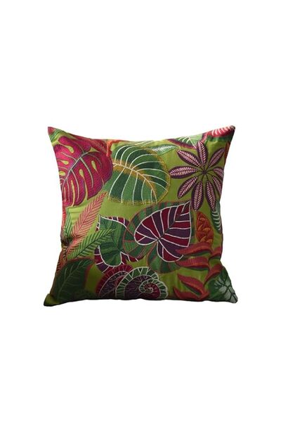 Generic Brand Vibrant | Tropical Bohemian | Multicolor Leaves| Fully Embroide...
