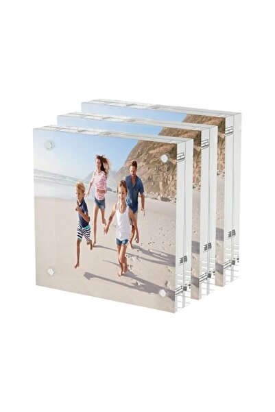 Generic Brand AITEE 4x4 Acrylic Picture Frames 3 Pack, 20% Thicker Block, Cle...