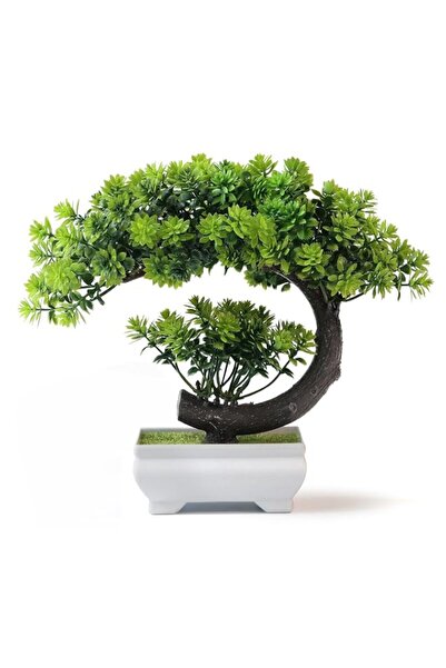 Generic Realistic Small Green Artificial Bonsai Tree in Plastic Pot - Low Mai...