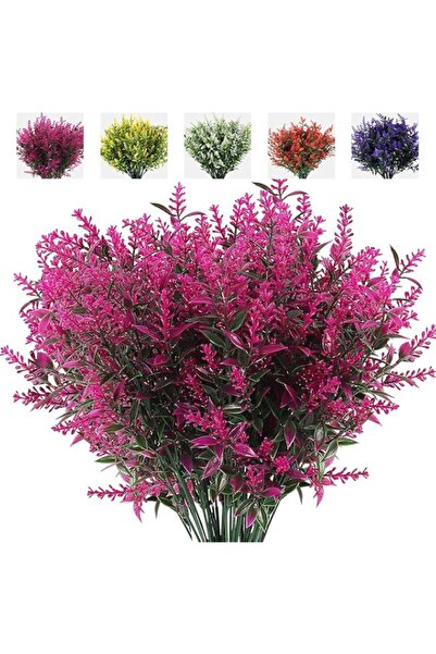 Generic 8 Bundles Artificial Flowers Fake, Outdoor Plants Faux Lavender Flowe...