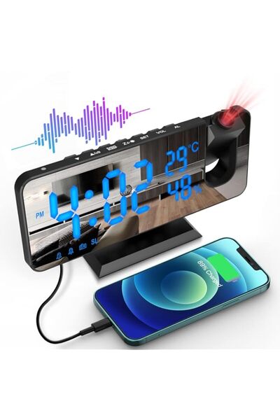Generic Brand Digital Alarm Clock, Projection Alarm Clock with FM Radio Tempe...