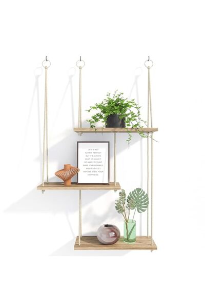 Generic Hanging Shelves for Wall, 3 Tier Boho Wall Decor Plant Rack Floating ...