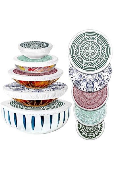 Generic Patelai 10 Pieces Reusable Bowl Covers in 5 Sizes - Stretch Cloth Fab...