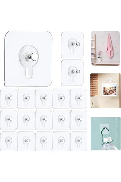 Generic Adhesive Wall Hooks Heavy duty No-Drill Nail-Free Transparent Hooks f...
