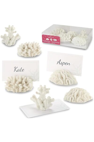 Generic Brand Kate Aspen Seven Seas Coral Place Card Holders, White, Set Of 6