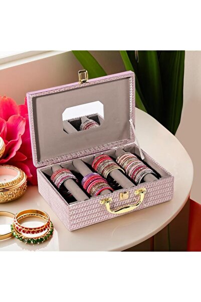 Generic Brand Kuber Industries 4 Rod Wooden Bangle Organizers Storage Box wit...