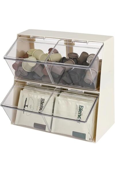 Generic Plastic Tea Bag Organizer with Lid Large Capacity K Cup Holder Counte...