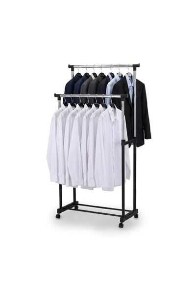 Generic LeoStar Double Garment Rack with Wheels | Adjustable Height 92-168cm ...