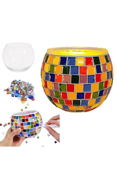 Generic Brand Home Smart DIY Glass Mosaic Candle Holder Kit for Kids set with...