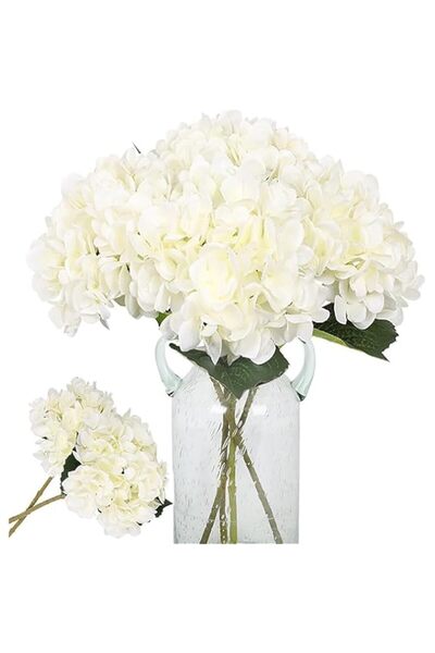 Generic Artificial Hydrangea Flowers, 6 Pieces Silk White Bouquet, 18.5 cm St...