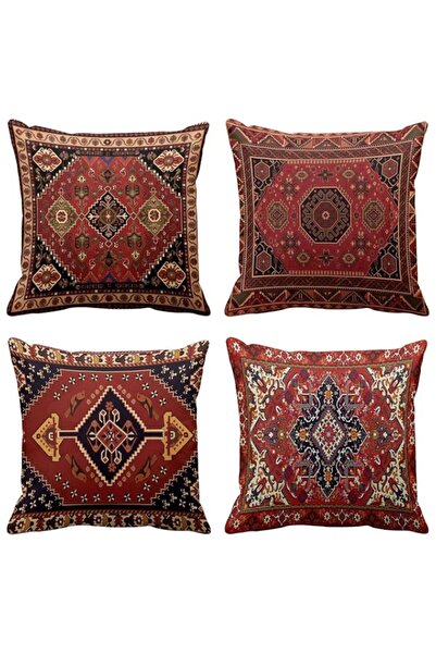 Generic Brand Emvency Set of 4 Throw Pillow Covers Tribal Abstract Red and Bl...