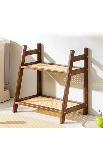 Generic Tea and Coffee Station in Style Two-Tier Bamboo Mug Holder - Space-Sa...