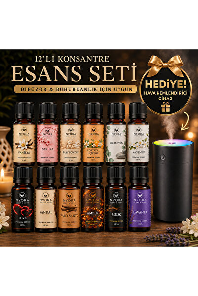 Hem NYORA 12 Çeşit 10 ml Buhurnadlık ve Hava Nemlendirici Cihaz Esansiyel Yağ...