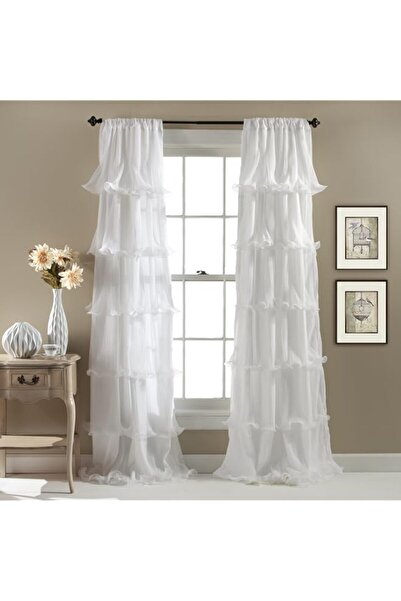 Generic Brand Lush Decor Nerina Curtain Sheer Ruffled Textured Window Panel f...