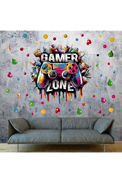 Generic Brand ARS® Large 3D Graffiti Gamer Zone Wall Decals (26.8”x26.4”), Wa...