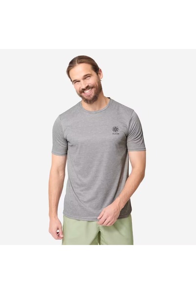 Decathlon Erkek Standart Kalıp Kısa Kollu UV Korumalı Tişört - Gri - Desenli ...