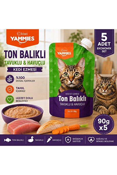 Kiwi Pets Kycc-50372 Yammies Ton Balıklı Tavuklu Havuçlu Kedi Ezmesi 90 Gr*5 ...
