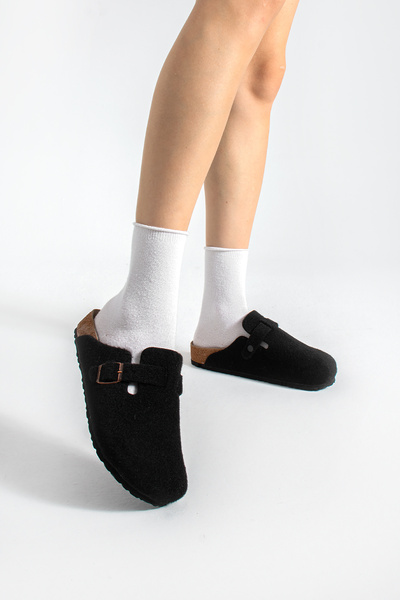 starmarj Unisex Felt Slippers Comfort Model Winter Closed Front Sabo Daily Co...
