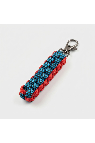 PARACORD ALPİN Paracord/Elektrik Mavi&Kırmızı Kare Örgü Çanta & Ekipman Klipsi