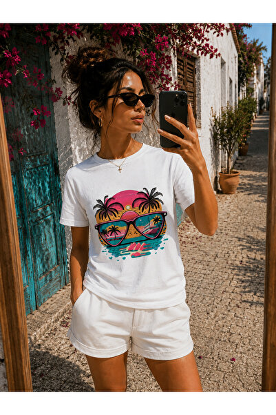 NUATEX Tricou cu imprimeu Tropical Sunset Glasses, cu croială normală